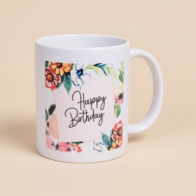 Floral Happy Birthday Mug - Perfect Gift for Celebrations