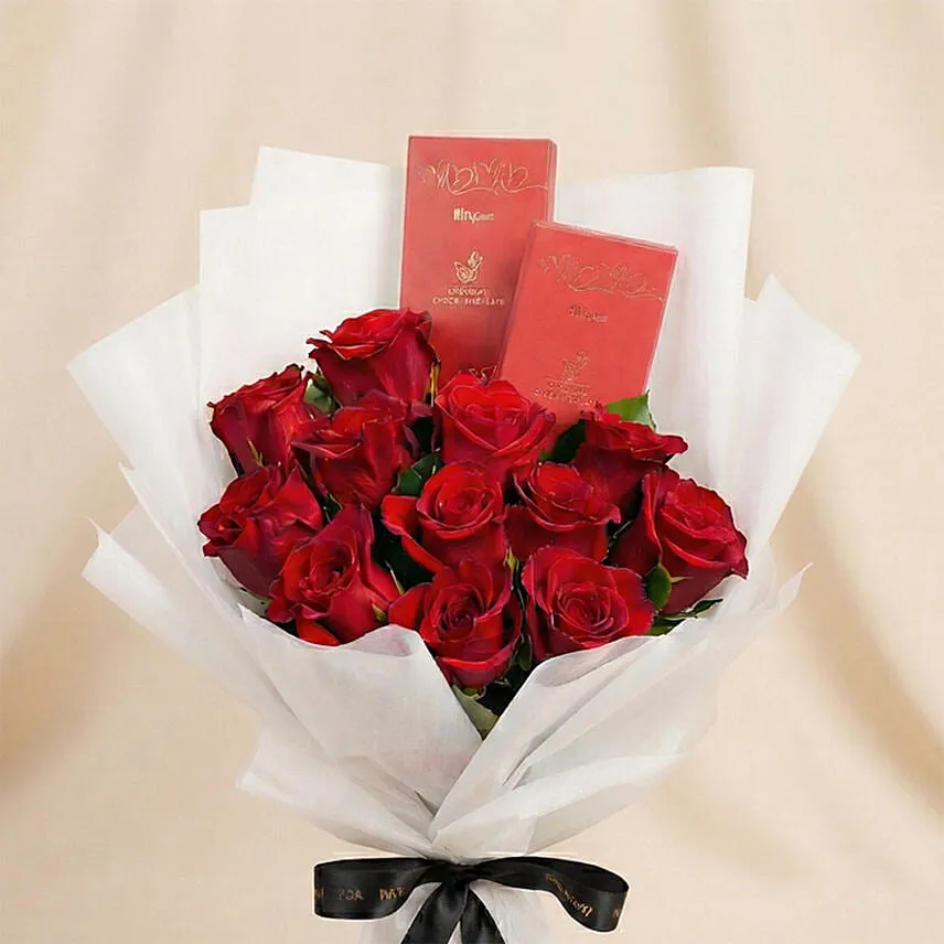 12 Roses and Chocolates Bouquet
