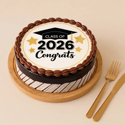 Class of 2026 Chocolate Graduation Cake - Half KG of Sweet Celebration