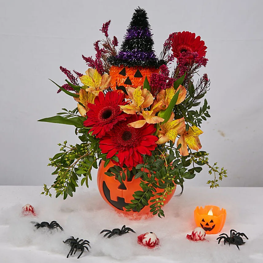 Evil Pumpkin Twins Halloween Florals