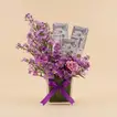 Purple Elegance Vase with Stylish Cash Arrangement