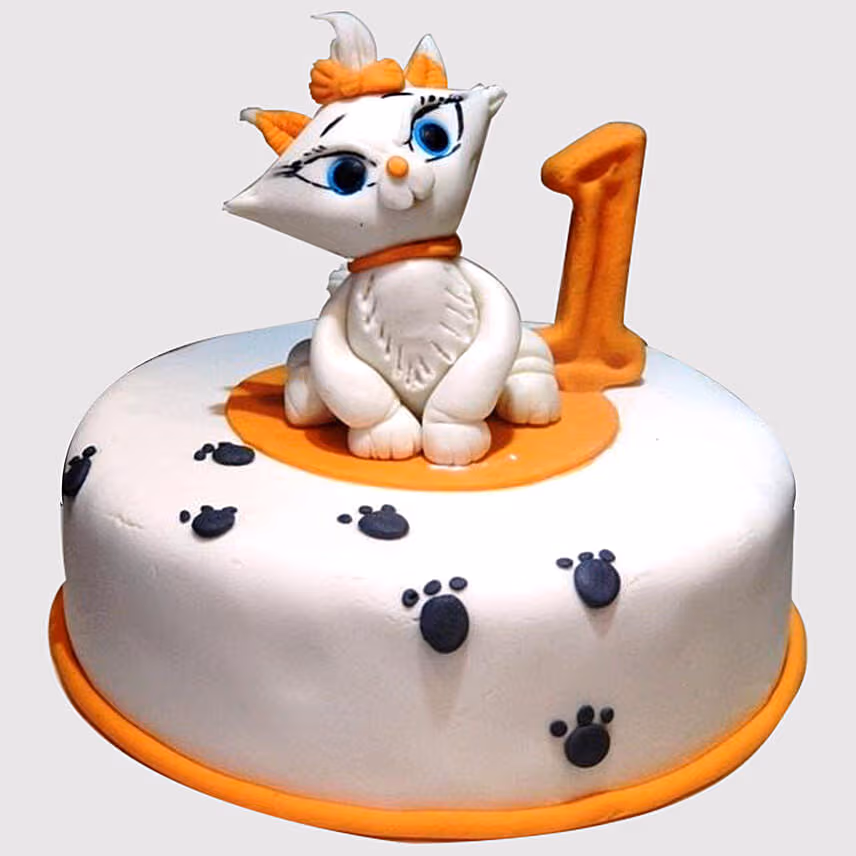White Cat Birthday Cake