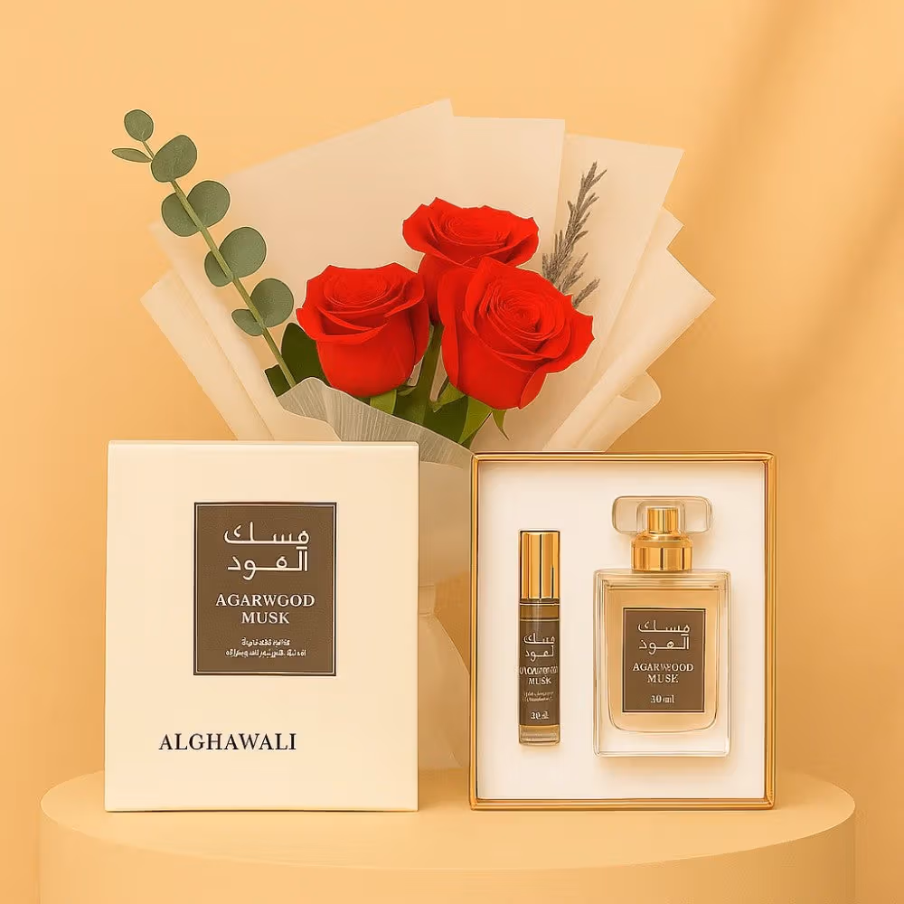 Luxurious Rose Bouquet with Alghawaly - Apple Musk