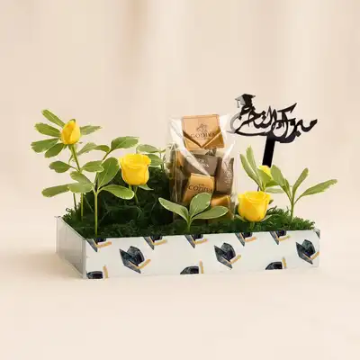 Graduation Delightful Godiva Floral Tray