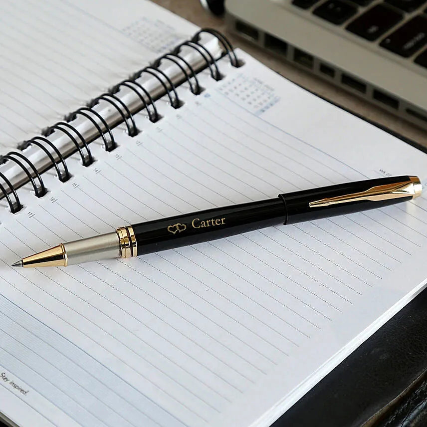 Personalised Stylish Black Roller Pen