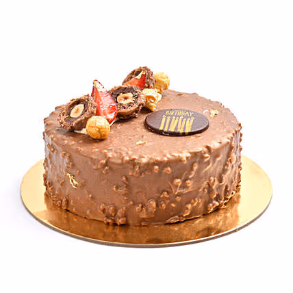 Luxurious Golden Rocher Birthday Cake - Perfect Chocolate Indulgence