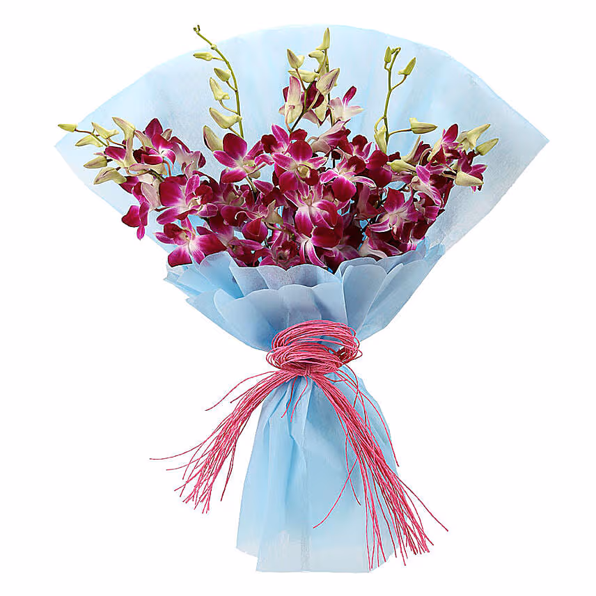 Purple Orchids With Chocolate Cake