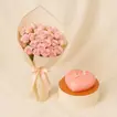 Pink Spray Rose n Heart Shape Cake Combo