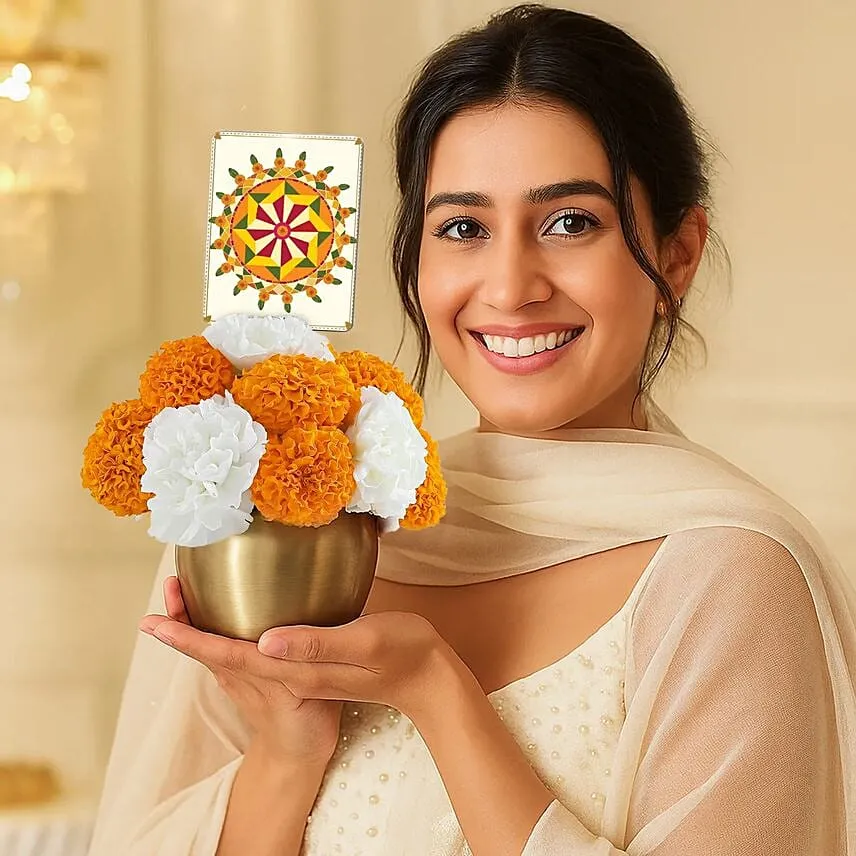 Onam Golden Pot Arrangement