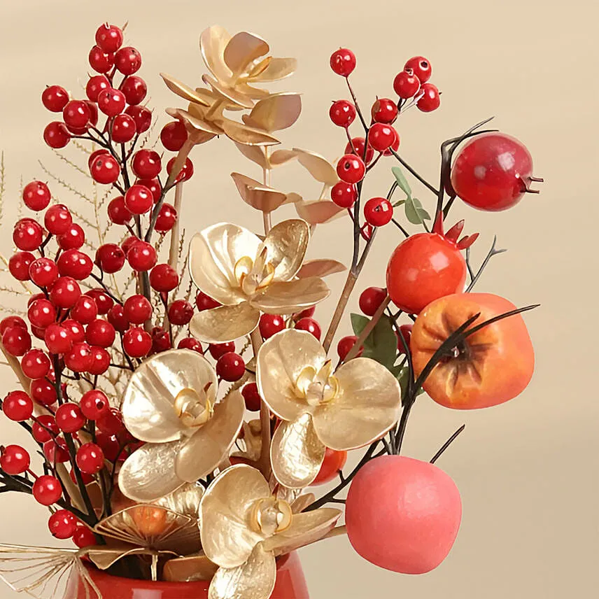 CNY Artificial Arrangment in Red Pot