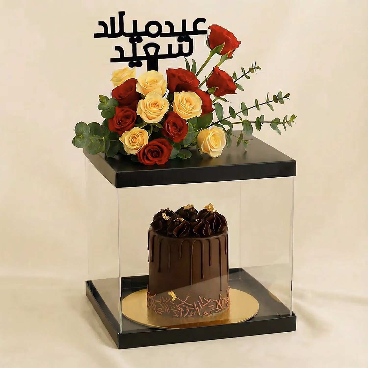 هدايا عيد الميلاد | كيك شوكولاته و باقة ورد