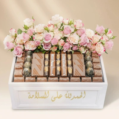 Elegant Get Well Soon Gift Box with Roses and Opera Patisserie Delights