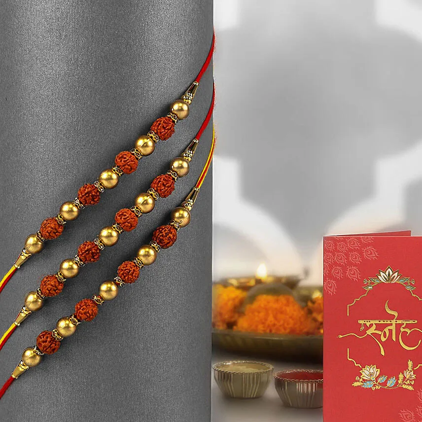 Rudraksha Bliss Rakhi Set of 3 N Nutty Delight