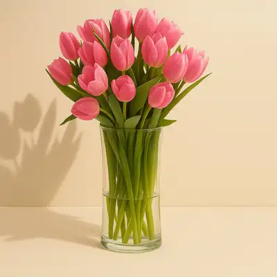 Elegant 20 Pink Tulip Bouquet in Glass Vase