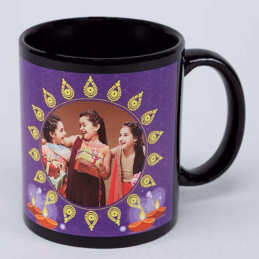 Red Carnations Bunch In Black Personalised Mug