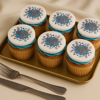 Delicious Chocolate Thank You Cupcakes - 6 Pieces