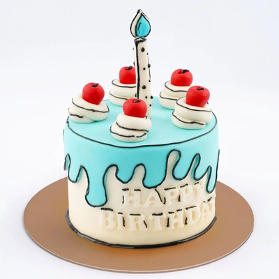 Whimsical Wave Cake with Delightful Decorations - Chocolate