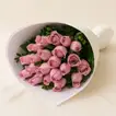 باقة 20 وردة وردية - غلاف قماش وردي - شريط وردي