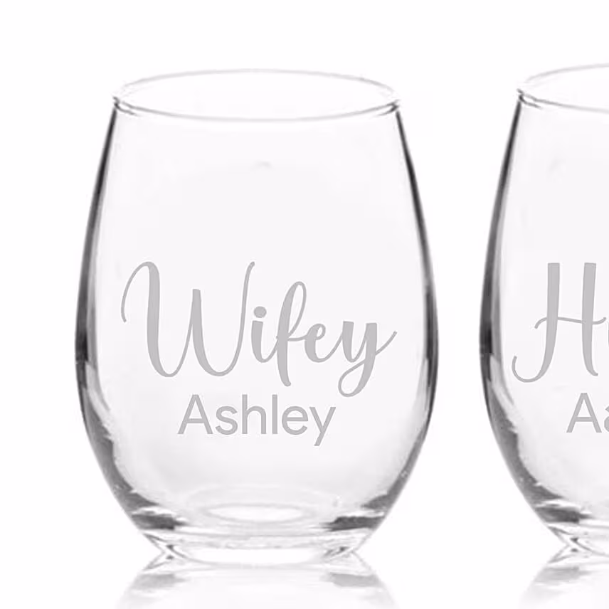 Set of Two Engraved Medium Glasses