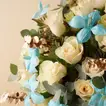 Deluxe Roses n Sky-Blue Tulips Vase