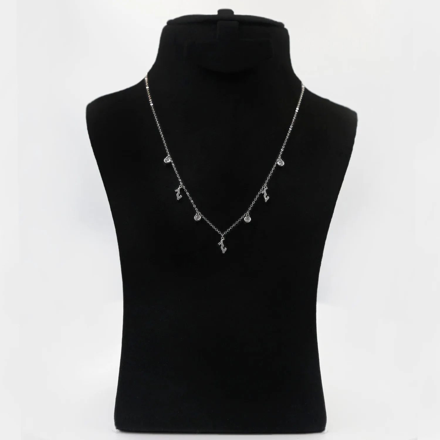 Elegant Sterling Silver Love Necklace with Charm Accents