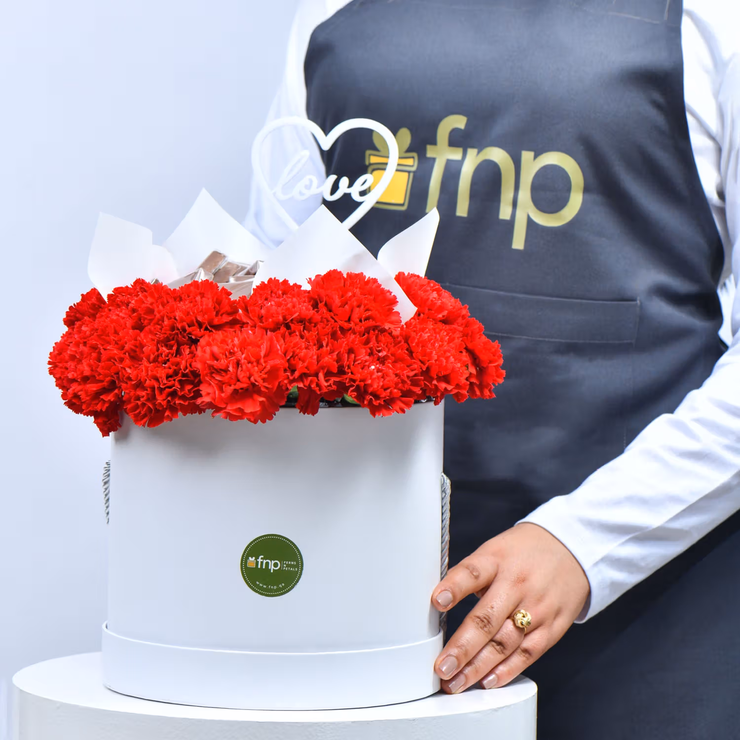 Elegant Red Carnation and Chocolate Love Box