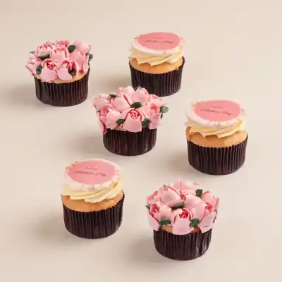 Delightful Mother's Day Red Velvet Cupcakes - 6 Pieces of Sweet Love