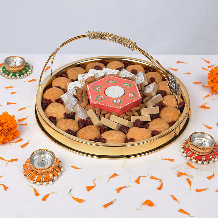 Savouries and Kaju Katli Platter
