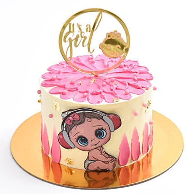 Charming 'It's a Girl' Chocolate Designer Cake - Perfect for Celebrations