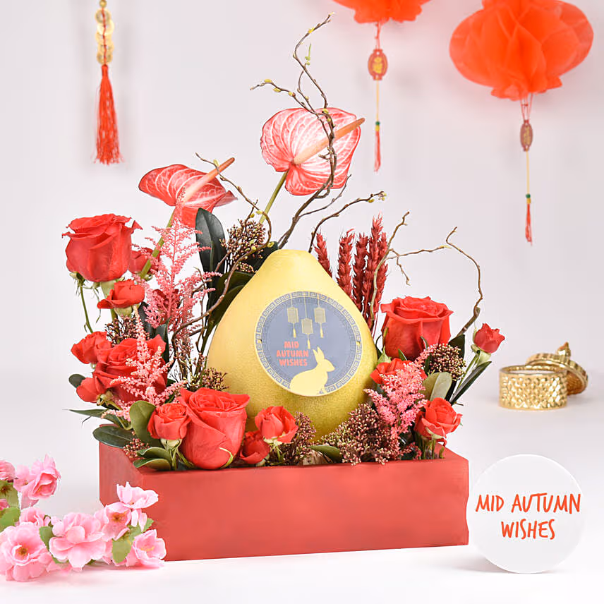 Mid Autumn Wishes Red Tray