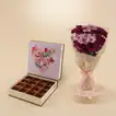 Chrysanthemums Flower Bouquet Gift Set for Her - With Chocolate Cake and Mug