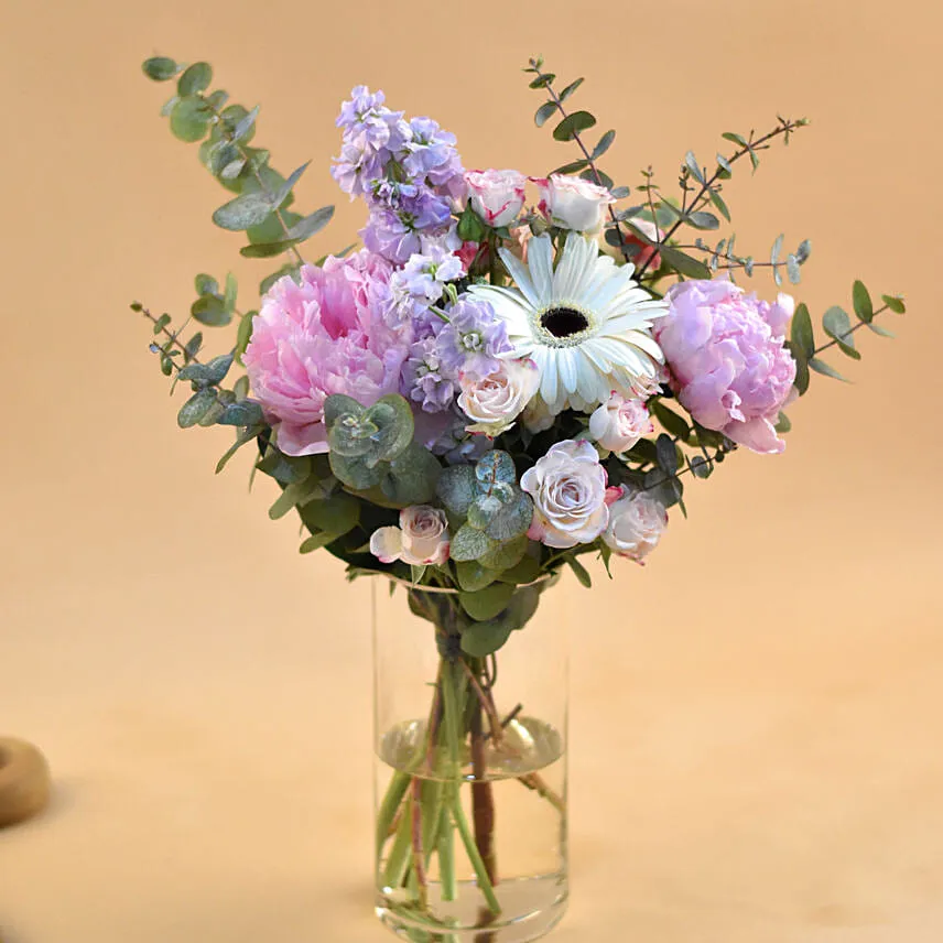 Refreshing Mixed Flowers Cylindrical Vase
