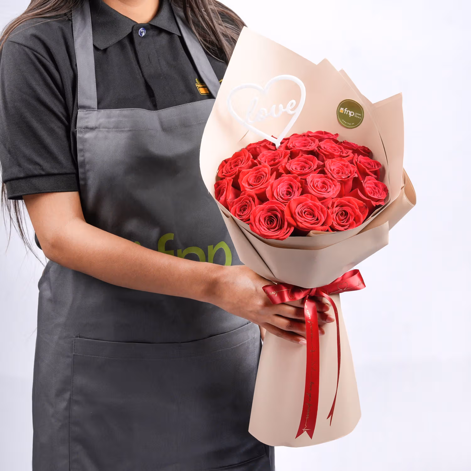 Luxurious Red Roses Romance Bouquet with Heart Topper