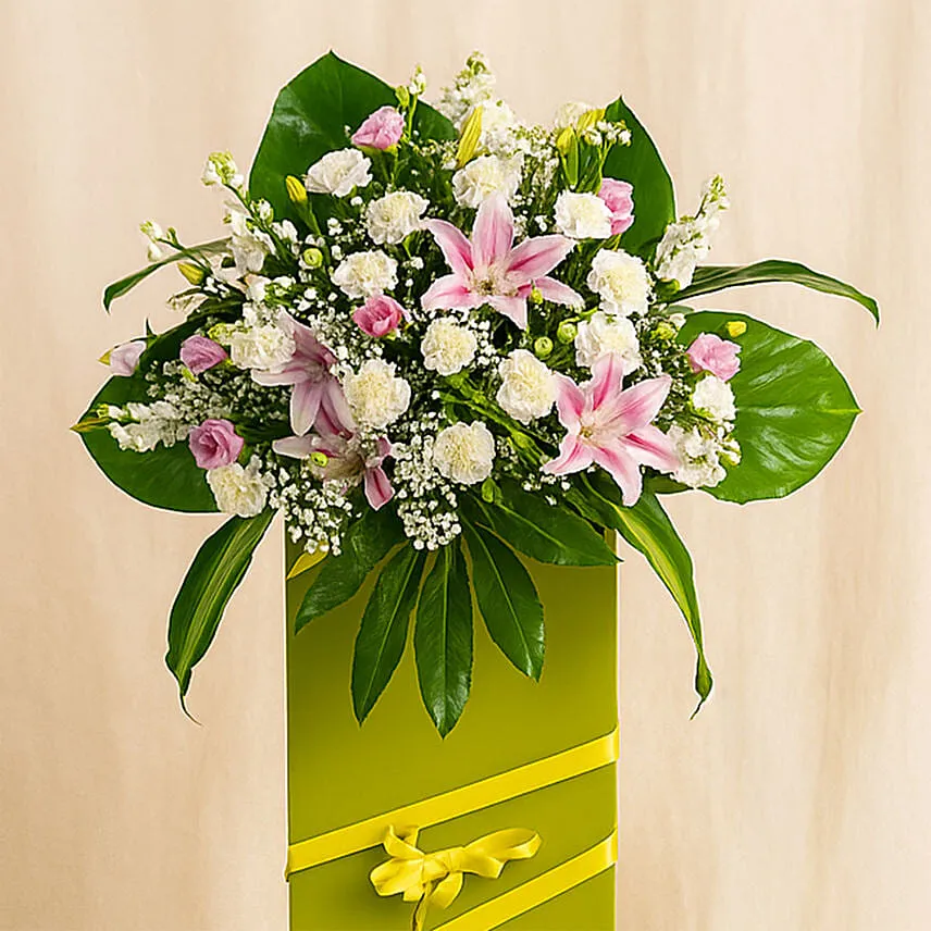 Heartfelt Condolence Mixed Flowers Green Stand