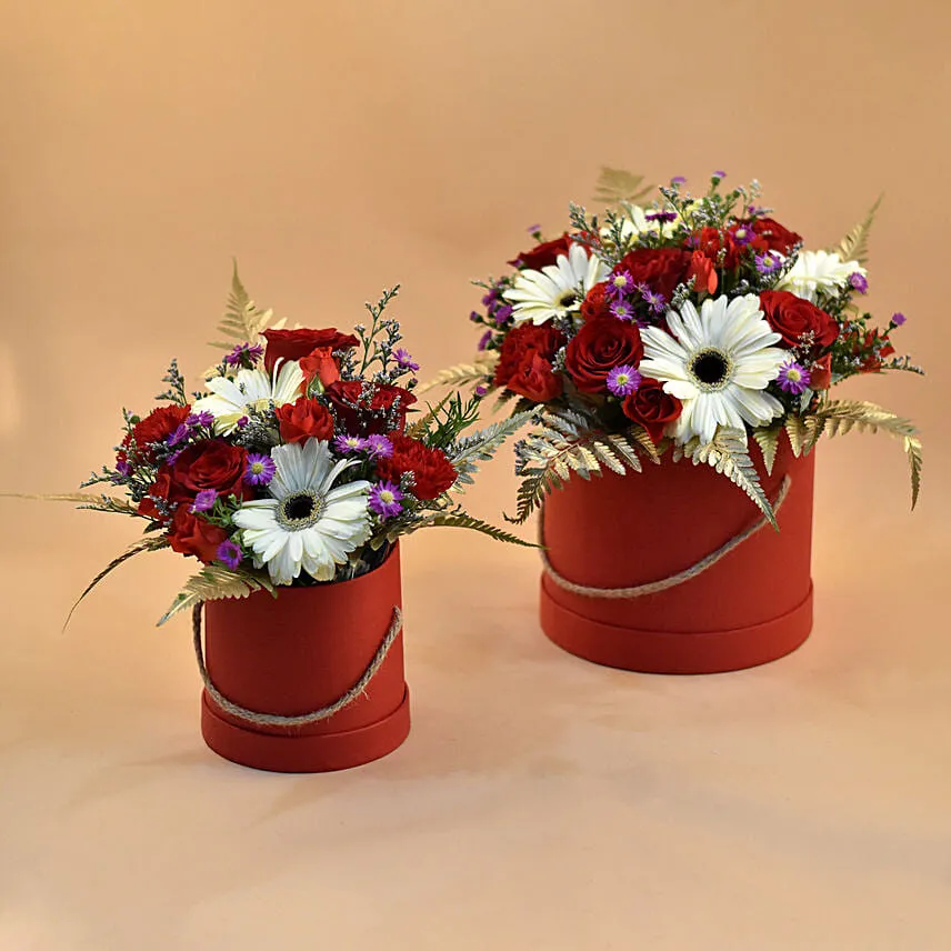 Ravishing Mixed Flowers Red Box Combo