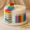 School Day Surprise Cake with Creative Book and Pencil Design - Chocolate