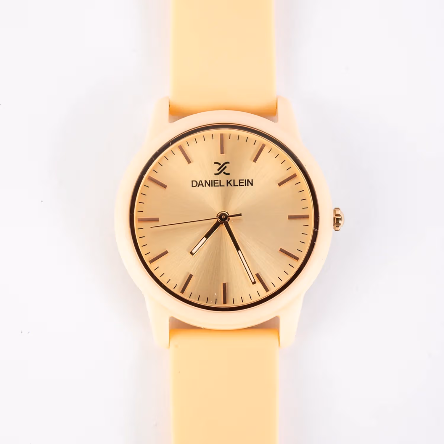 Daniel Klein Women's Minimalist Silicone Strap Watch - Elegant Peach Design