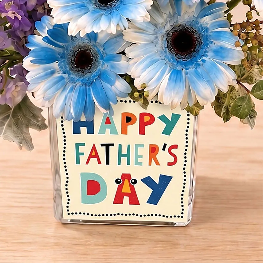 Father's Day Gerbera & Delphinium Flower Vase