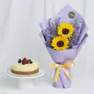 Deluxe Vanilla Cake with Elegant Sunflower Bouquet
