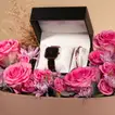 Titan Purple Stackables Quartz Analog Watch with Black Dial and Floral Gift Box