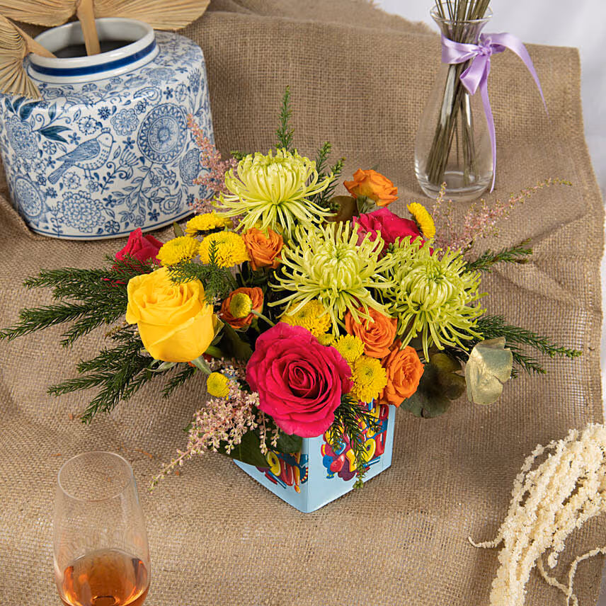 Estatic Birthday Flowers Vase