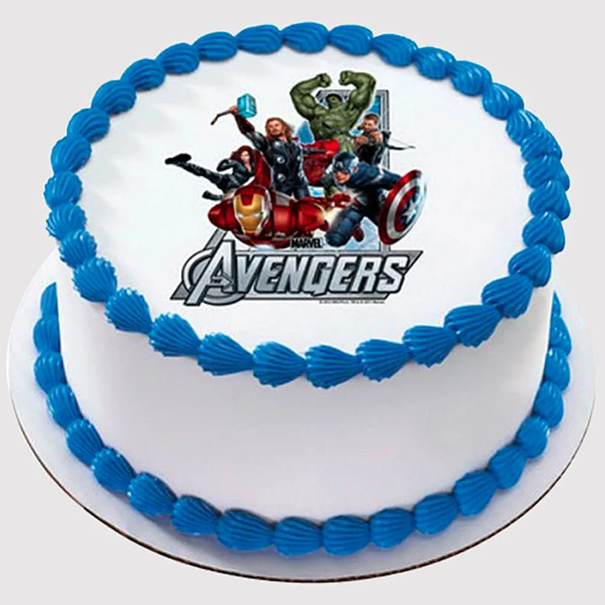Marvel Avengers Round Vanilla Photo Cake