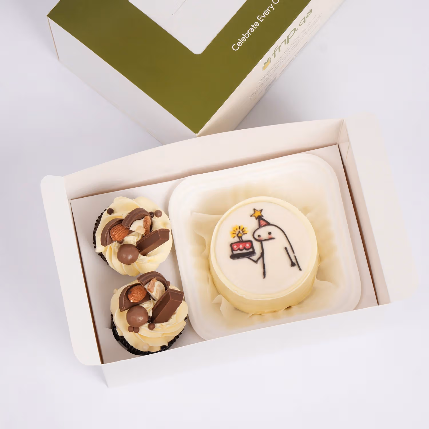Flork Meme Birthday Bento Cake Box with Chocolate Cupcakes