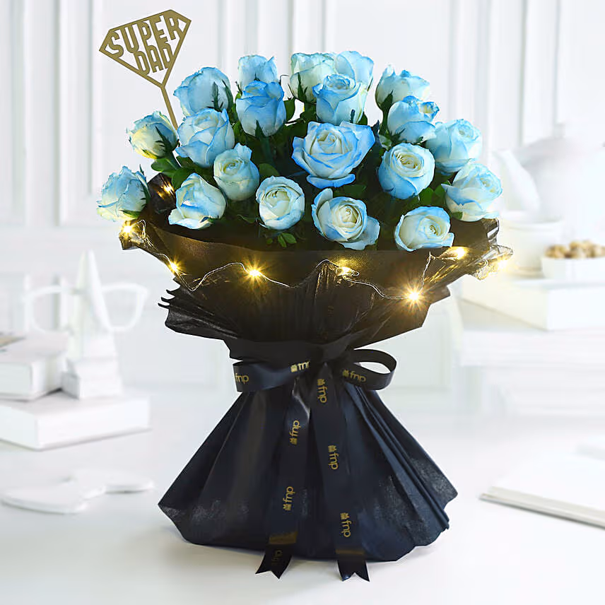 Shimmering Rose Bouquet For Super Dad