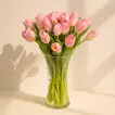 Elegant Pink Tulips in Glass Vase - Perfect Floral Arrangement