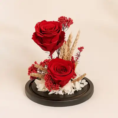 Dual Red Forever Roses in Dome
