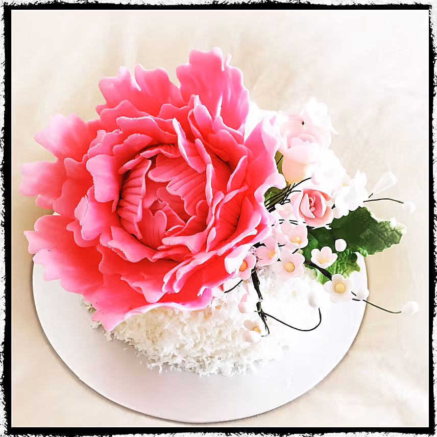 Peony Flower Coconut Lemon Cake 6 inches