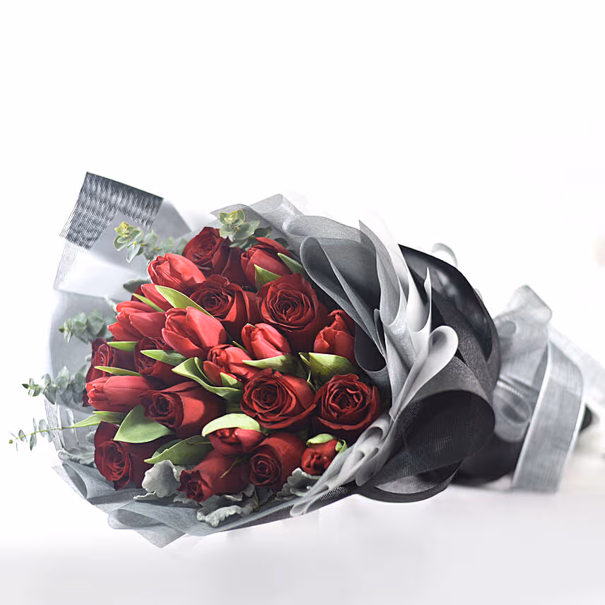 Gracefully Yours Roses & Tulips Bouquet