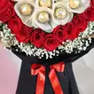 Luxurious Premium Rocher Bouquet with Red Roses and Ferrero Chocolates