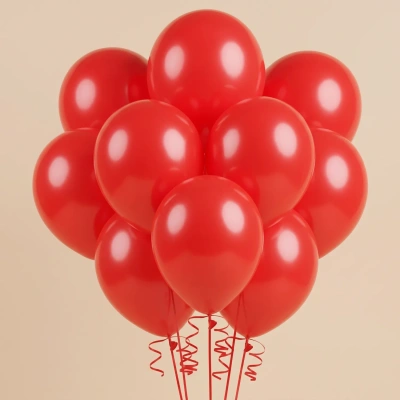 Vibrant Red Helium Balloons - Pack of 10 for Celebrations